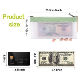 4pcs Money Bags with Zipper, Clear Cash Envelopes Coin Purse, Bank Bag, Cash Bag, Coin Bag for Collectors,Multi-Purpose Check Wallet (4 Colors)