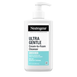 Neutrogena Limpiador Facial Ultra Suave de Crema a Espuma para Piel Sensible, Limpiador Facial Suave Sin Fragancia, Cuidado de la Piel Hipoalergénico,