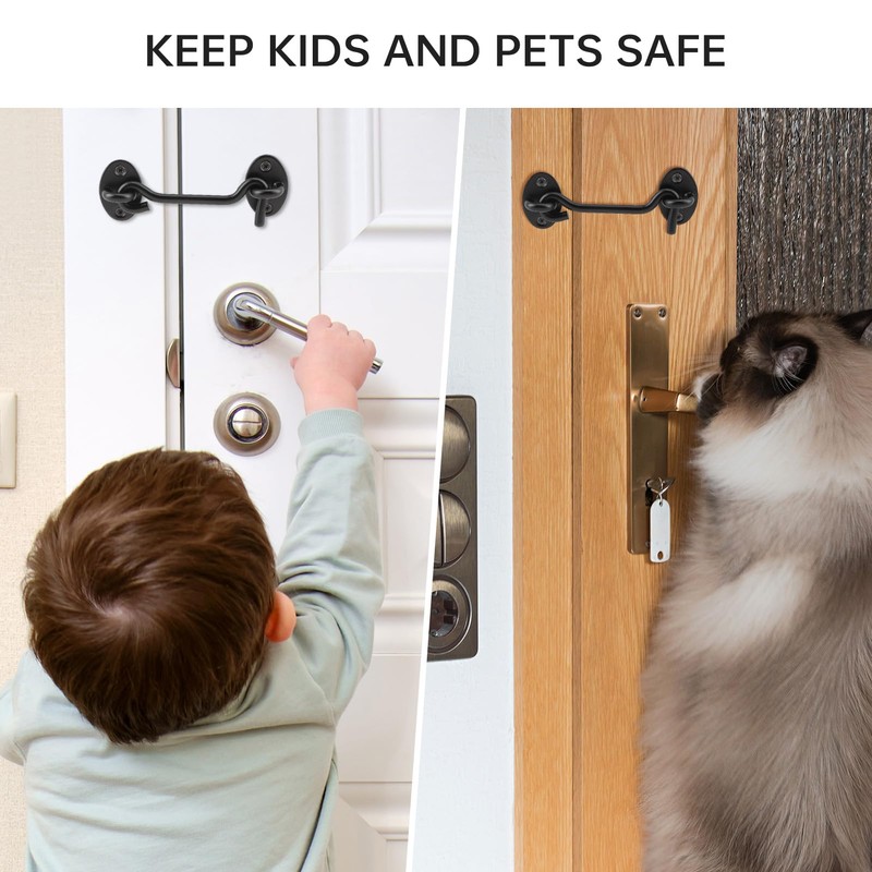 4 Inch Black Stainless Hook and Eye Latch for Door