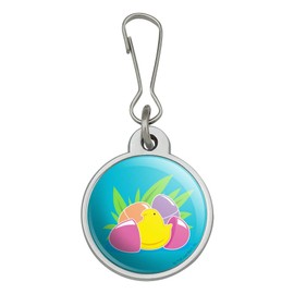 GRAPHICS & MORE Peeps Hatching Out Of Plastic Easter Egg Jacket Handbag Purse Luggage Backpack Zipper Pull Charm
