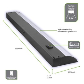 Enbrighten 12 Inch LED Premium Under Cabinet Light Fixture, Bronze Finish, Direct Wire, Warm White 3000K, 485 Lumens, Steel Housing, On/Off Switch, Kitchen, Office, Vanity, 38886, Oil-Rubbed Bronze