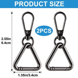 OIIKI 2 Sets Swivel Clasp Clips, Metal Swivel Snap Hook, Flexible Key Chain Clip with Key Ring for DIY Crafts, Jewelry Clasps, Lanyard Making - Black, Triangle