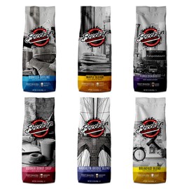 Brooklyn Beans Bagged Ground Coffee Variety Pack Light, Medium, Dark Roast and Flavored, Assorted Gift Sampler, 12 Oz(Pack of 6), 72 Oz