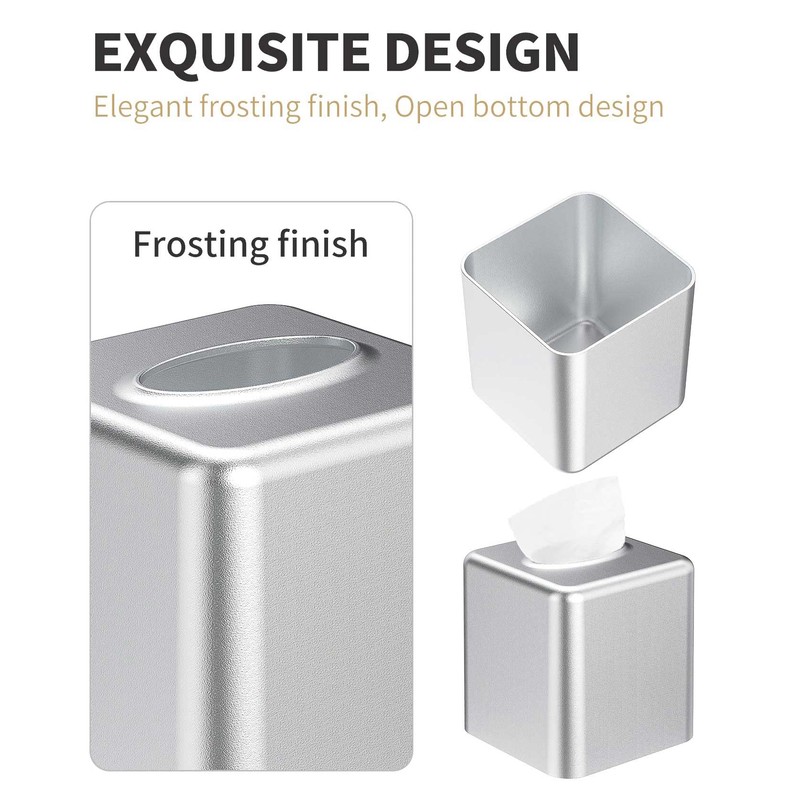 Livelab Tissue Box Cover, Square Metal Tissue Box Holder Modern