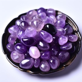 SigMntun Polished Amethyst Crystals - 10 oz, 0.5" Handpicked Natural Tumbled Gemstones Rocks, Pebbles for Reiki, Chakra, Healing Home Decor