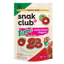 Snak Club Peach Rings,Tajin Chili&Lime Seasoned Spicy Gummy Candy(Select Flavor) - Watermelon