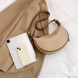 JNZIBQ Crossbody Bag for Women, Cute Hobo Crescent Bag Casual Tote Handbag Shoulder Bags Purse with Adjustble Strap (Khaki)