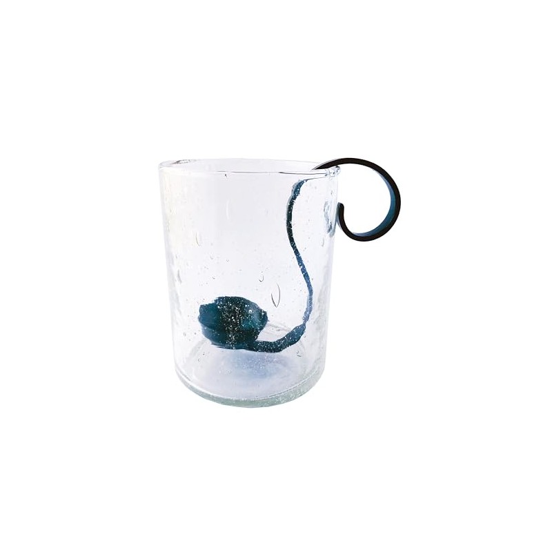Creative Co-Op Reclaimed Bubble Glass Hurricane with Metal Candle Holder,