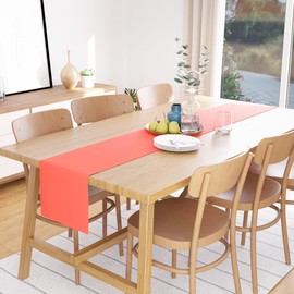 Encasa Homes Table Runner 13x72 in Long | Cotton Canvas Fabric | Coral Solid Color | Machine Washable & Durable