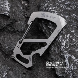 TACRAY Titanium Carabiner Keychain Clip, Anti-Lost Key Holder, Quick Released Backpack Clasps/Hook with Multitools of Bottle Opener and Mini Ruler for EDC