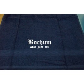 ShirtShop-Saar Bochum - What goes ab?; Cities Bath Towel, Dark Blue