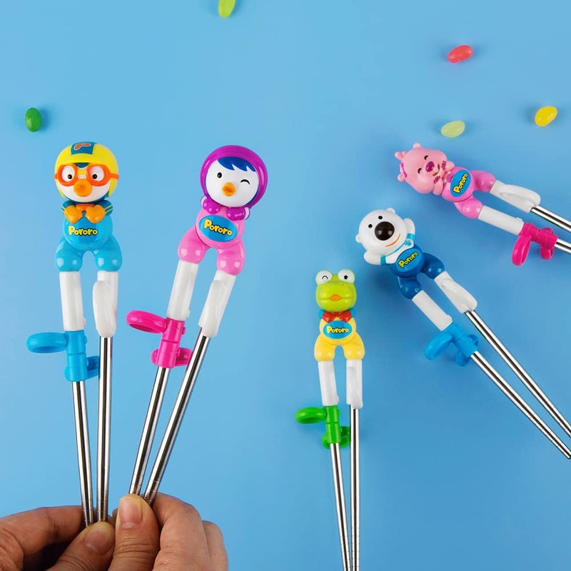 Edison Friends Pororo Training Chopsticks for Right-hand Children Kids, Stainless