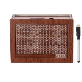 Generic Wooden Savings Box, with Pen Cash Vault Wooden Cash Saver Money Box, Cash Vault Money Box with Counter, Wooden Money Box with Money Target and Numbers for Piggy Bank for Adults