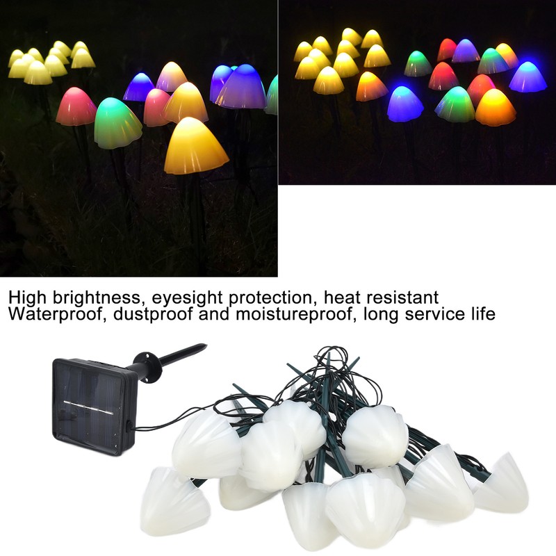 Mushroom Shaped Solar Light String Waterproof Dustproof Landscape Light with