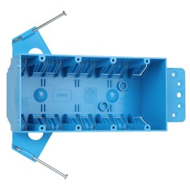 XIUTE (1 Pack) Plastic Electrical Box, Blue Outlet Box,4-Gang PVC New Work Switch/Outlet Wall Electrical Box,Captive Nails and Living Hinges,60 cu. Inches,ETL