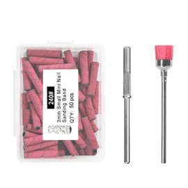 50 Pcs sanding bands for nail drill 240 grit Super Long mini sanding bands for nail drill with 3.1mm mini mandrel nail bit,nail sanding bands mini sanding bands for Manicures and Pedicure, Red