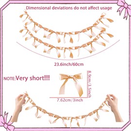 JeVenis 2Pcs Peach Garland Peach Bow Ribbon Banner Coquette Bachelorette Party Coquette Birthday Party