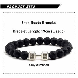 Harlermoon Gym Bracelet Dumbbell Bracelet for Men Women Lava Stone Adjustable Natural Stone Beads Bracelet Fitness Yoga Barbell Bracelet Jewelry Gifts for Men Women (Lava Stone-3pcs)
