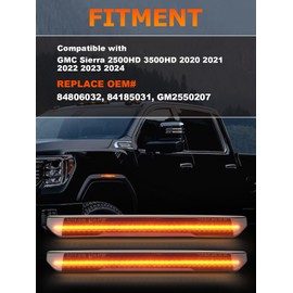 YEHERIT Upgrade Front & Rear Amber LED Fender Side Marker Light Compatible with GMC Sierra 2500HD 3500HD 2020-2025 Pickup Side Parking Position Turn Signal Lamp, Smoked Lens LED 4PCS