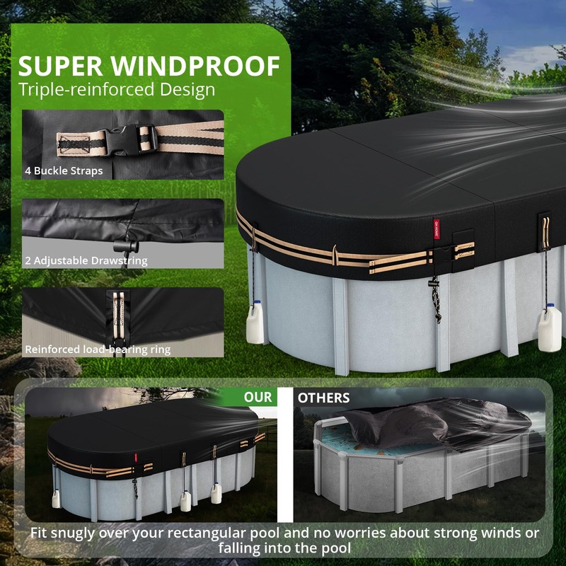 QH.HOME 15x27 Ft Oval Pool Cover for Steel Wall Oval