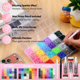 Resin Jelly Rhinestones for Bedazzling, Multifunctional Colorful DIY Resin Rhinestone Kit, Diamond Painting & Bedazzler Kit for Nails, Books, Crafts, Multicolor Rhinestones (40Colors-32000PCS)
