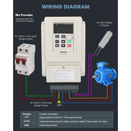 GCCSJ 2.2kw 3HP VFD Inverter AC 220V 12A Variable Frequency Drive Single Phase to 3 Phase Converter for Spindle Motor Speed Control(1 Phase Input and 3 Phase Output)