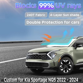 Sun Shade Sunshade for Kia Sportage NQ5 2022-2024 2025 Windshield Cover, 2-Layers Sun Shield 240T Silver Coating Sun Visor Foldable Window Shade Blocks UV Rays Car Accessories