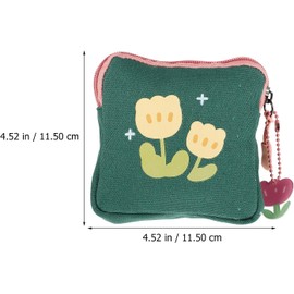 SHOWERORO Bolsa para Toallas Femeninas Práctica y Ligera de Lona Verde, Bolsa de Almacenamiento de Toallas Sanitarias Cuadrada Adecuado para Estudiantes