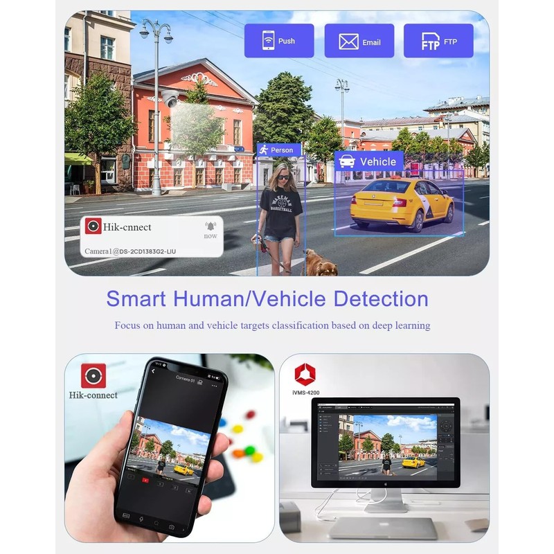 UKVISION 3K Smart Hybrid Security Camera, 2.8mm Lens, Human/Vehicle Detection,