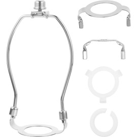 minkissy Lamp Shade Harp Holder, Silver Lamp Harp 6 Inch Heavy Duty Lamp Shade Bracket Lampshade Adapter 1 Set Lamp Holder
