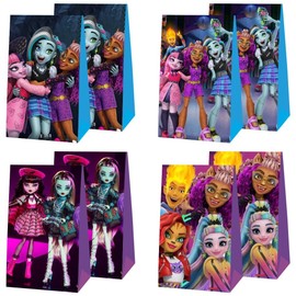 ARHAVI 12Pcs Monster Girls Gift Bags Goodie Bags for Birthday Party Decorations Supplies