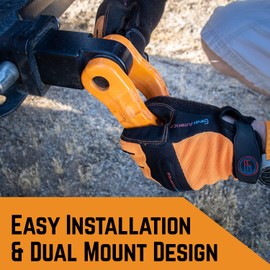 GearAmerica Aluminum 2x2 Hitch Receiver & Mega Shackle 32,000 lbs (16T) MBS, 16,000 lbs (8T) WLL - for Heavy Duty Towing and Off-Road Recovery - Includes Shackle, Washers & Pin - Black & Orange