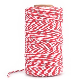 jijAcraft 100 m Red and White Cotton Cord, Bakers Twine Craft Cord Decorative Cord Cord Perfect for Baking, DIY Crafts, Christmas Gifts Wrapping