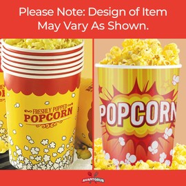 Leakproof Super Durable 32oz Popcorn Cups 200 Pk. Grease-Proof Disposable Pop Corn Tubs With Cool Design Are the Ultimate Movie Theater Accessory. Large Containers Great for Any Party or Event.