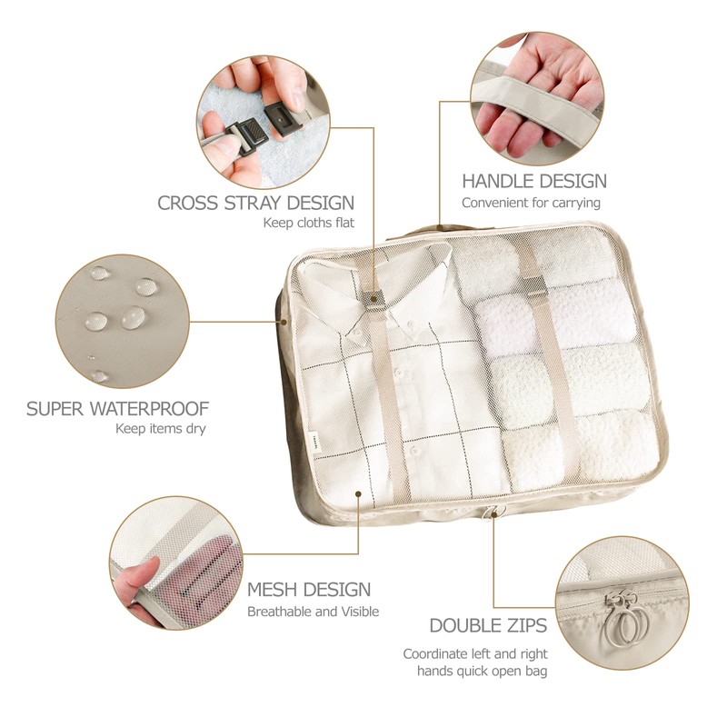 BillyBath 8-Piece Suitcase Organiser Set for Travel, Packing Cubes, Bags