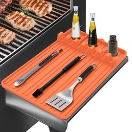 Silicone Grill Mat for Blackstone, Silicone Griddle Tools Spatula Mat with Drip Pad, for Outdoor Grill Kitchen Countertop, Reusable Black-Stone Griddle Accessories (Orange)