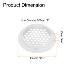 QUARKZMAN Pack of 24 Air Vents Round Flat Soffit Vent 50 mm/2 Inch Stainless Steel Round Vent Mesh Hole Slats for Bathroom, Home, Office, Kitchen, Cupboard, Wardrobe, White