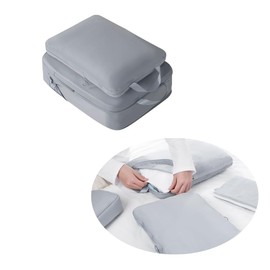 DOSARRIBA Travel Compression Bag, Travel Pouch, Storage Pouch, Business Trip, Travel, Convenient Goods, Zipper Compression to Save Clothing Space, Set of 2 (Gray)