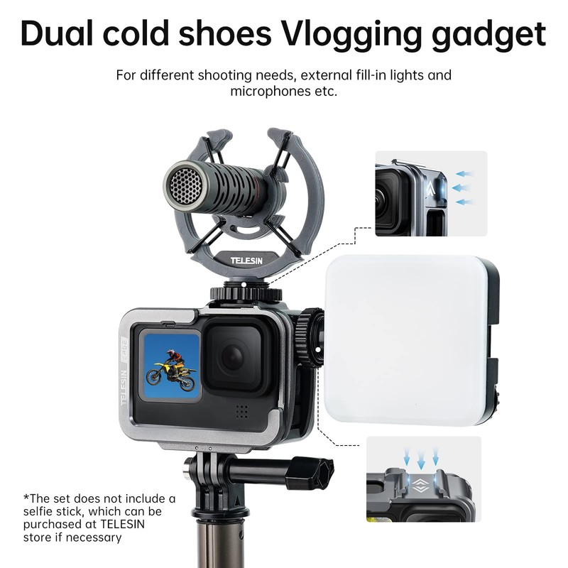 TELESIN Aluminum Cage Protective Case Frame Housing for Go Pro