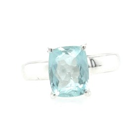 Natural 1.25ct Blue Aquamarine 925 Solid Sterling Silver Engagement Ring Size 7.5, 8.75