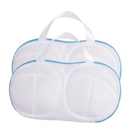 Hongzhanfa Laundry Net, Bra Dedicated Net, Triple Protection, Large Size, Drum Type, Washing Machine, Bra, Collapse, 12.6 x 7.1 inches (32 x 18 cm), Pack of 2 (Chest Stand Included, Blue Piping)