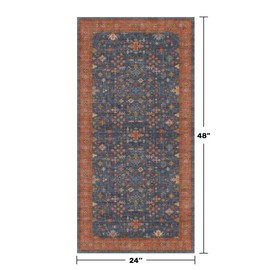 Hazo Haus Washable 2x4 Entry Rug Front Door Indoor, Farmhouse Small Area Rugs for Kitchen, Bathroom, Entrance, Non Slip Rubber Backed, Perfect for Boho Décor (2x4 Navy Blue)