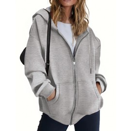 Zeagoo Fashion Clothing Hoodies Zip Up Sweatshirt Hoodies Y2k Women'S Clothing 2025 Fleece Jacket Grey