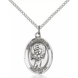 Bliss Sterling Silver Saint Christopher Baseball Medal Pendant Necklace 18" Chain