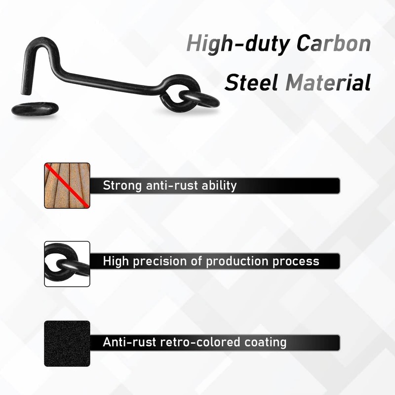 TERF® High Quality Cabin Hook and Eye Black 75mm (3