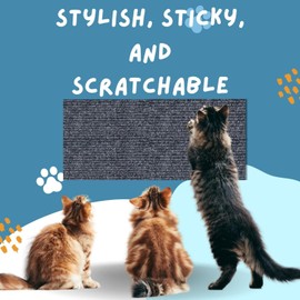 Alfombrilla para rascar para gatos (gris oscuro, paquete de 10), 23.6 x 11.8 pulgadas, versátil de repuesto autoadhesivo, fácil de usar para árboles de gatos, muebles de pared de gatos, postes