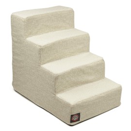 Majestic Pet 4 Step Portable Dog Stairs for Small Dogs to get on Bed Supports 25 lbs or Less – Dog Steps for High Bed with Machine Washable Cover – Pet Stairs for Cats Palette Heathered Frappe