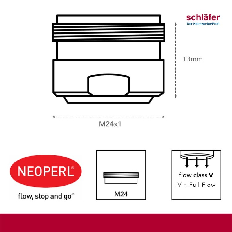 Schläfer | 1800016 Neostrahl M24 Chrome-Plated Universal Aerator Compatible with