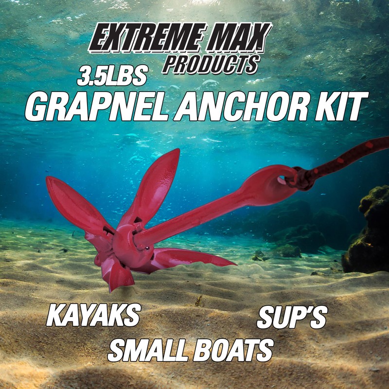 Extreme Max 3006.6548 BoatTector Complete Grapnel Anchor Kit for Small