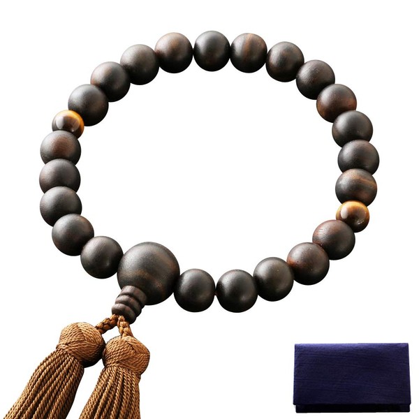 Fighters 仏壇 is, Wrinkle Buddha Mala Bead Men's Silk miyako Tufted Ebony (Raw Grind), 2, Celestial Tiger Eyes Tailored [Tiger] [Mala Bag Set] M – 016 Kyoto 念珠 All Sect Will Last For Many Years